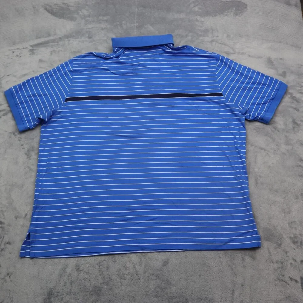 Polo Shirt Mens XL Blue Striped Ralph Lauren Moisture Management Pima Rugby Golf